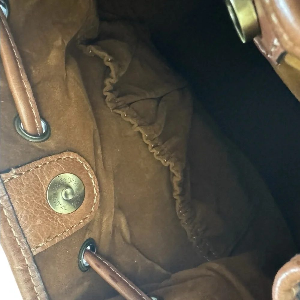 NWT Patricia Nash Brindisi Bucket Leather Bag Crossbody Purse Cognac Distressed - Picture 8 of 15